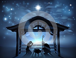 Christmas Nativity Scene Jesus Manger Silhouette