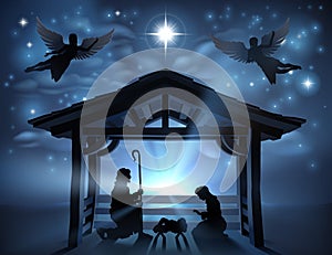 Christmas Nativity Scene Jesus Manger Silhouette