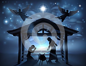 Christmas Nativity Scene Jesus Manger Silhouette
