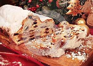 Traditional christmas cake, stollen cake