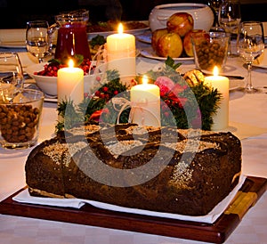 Traditional Christmas Eve dinner table