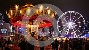 Traditional Christmas Fair Crowded in Brussels