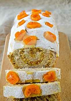 Traditional Christmas fruit cake with kumquats