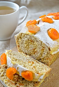 Traditional Christmas fruit cake with kumquats