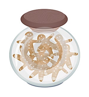 Traditional Christmas Gingerbread Man Cookies in Glass Bottle