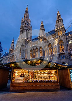 Traditional Christmas market in front of the Town Hall in Vienna