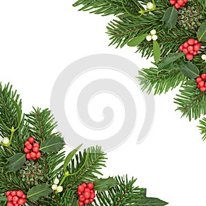 Traditional Christmas Nature Background Border