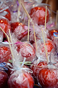 Traditional Christmas red candy apples