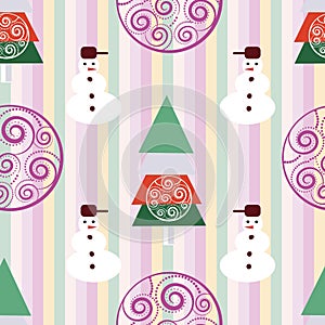 Traditional Christmas Vector Seamless Repeat Hand Drawn.