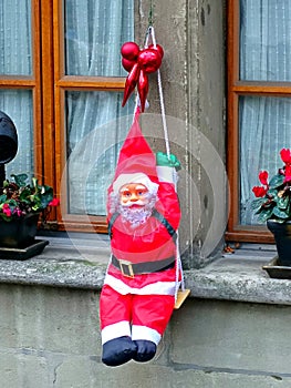 Traditional Christmas window decoration in Geneva, Switzerland
