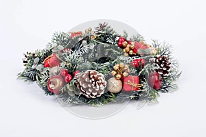 A traditional christmas wreath on white background