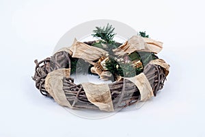 A traditional christmas wreath on white background