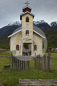 Traditional church on the Carretera Austral in Patagonia, Chile