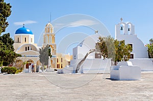 Traditional church in Oia village, Santorini island, Greece