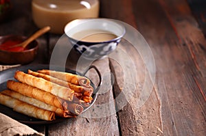 traditional cigar borek with sauce