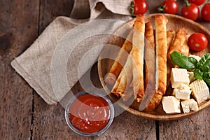 traditional cigar borek with sauce