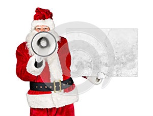 Traditional classic red white santa claus megaphone