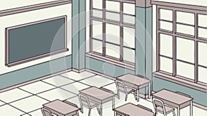 Traditional Classroom, Empty Desks, Blackboard, Educational Setting, vector design Generative AI