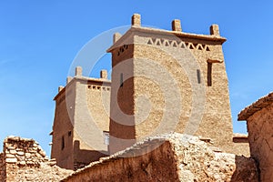 .Traditional clay houses in Ait Ben Haddou village, Morocco