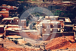 Traditional clay houses, berber village In Atlas mountains