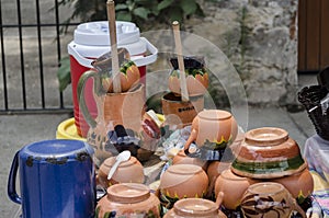 Traditional clay jugs. Oaxaca, Mexico