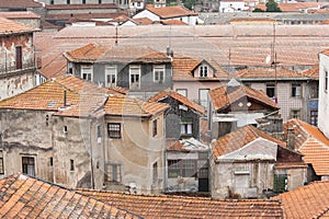 Traditional clay rooftops at O Porto, Portugal