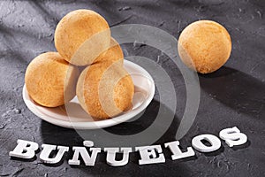 Traditional Colombian buÃÂ±uelos Deep Fried Cheese Bread photo