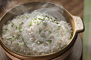Typical dish of hot rice with chives from Colombia and Latin America photo