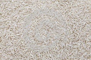 Close-up of raw white rice grains photo