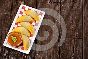 Traditional colombian empanadas - regional food. Text space