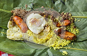 Traditional Colombian food - Fiambre in leaf of viao photo