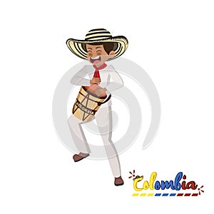 Traditional colombian man playing drum