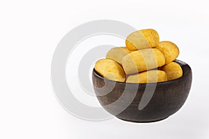 Traditional Colombian snack food achiras del huila - Text space photo