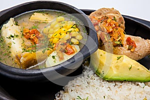 Traditional Colombian soup from the region of Valle del Cauca called sancocho photo