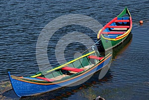 Traditional colored boats on the Tajo river