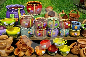 Ceramic. Traditional colored pottery - Horezu, Romania