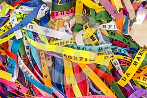 Traditional colored ribbons called Bonfim in Bahia, Brazil