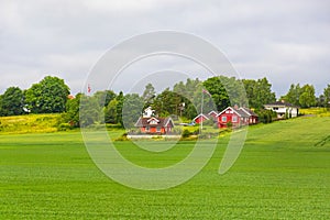 Traditional colored wooden house in Norway