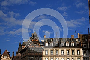 Traditional and colorful Alsatian half-timbered houses