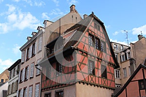 Traditional and colorful Alsatian half-timbered houses