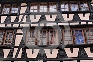Traditional and colorful Alsatian half-timbered houses