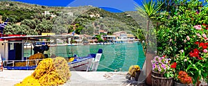 Traditional colorful Greece series - fishing village Sivota in photo