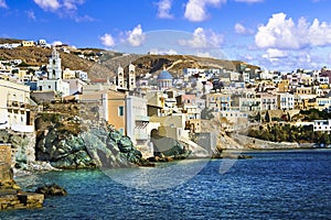 The city Ermoupoli - beautiful capital of Cyclades. Syros island. Greece photo