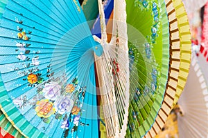 Traditional colorful Spanish fans from Andalusia