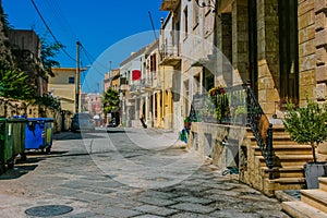 Traditional colorful street in Chania, Greece