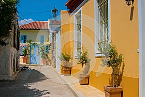 Traditional colorful street in Plaka, Athens