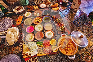 Traditional colorful Turkish Breakfast Table