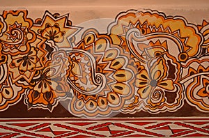 The traditional colorful wall painting