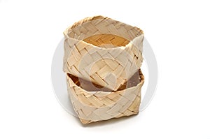 Traditional containers made of bamboo white background