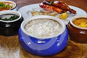 Traditional cooked white rice in Brazilian food photo